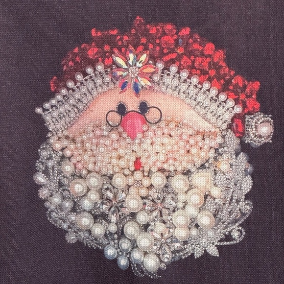 NWOT Women's Size Large Christmas Santa Claus Jewel Graphic Art Print Sweatshirt - Picture 2 of 6